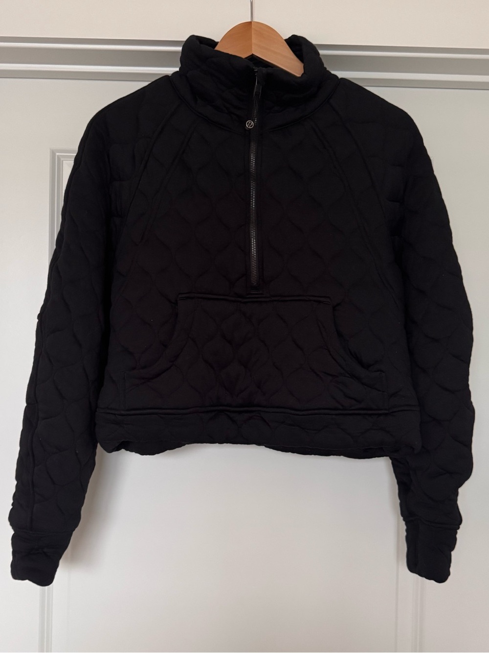 Lululemon Black Quilted Half-Zip Pullover Jacket M/L Puffer Funnel Neck